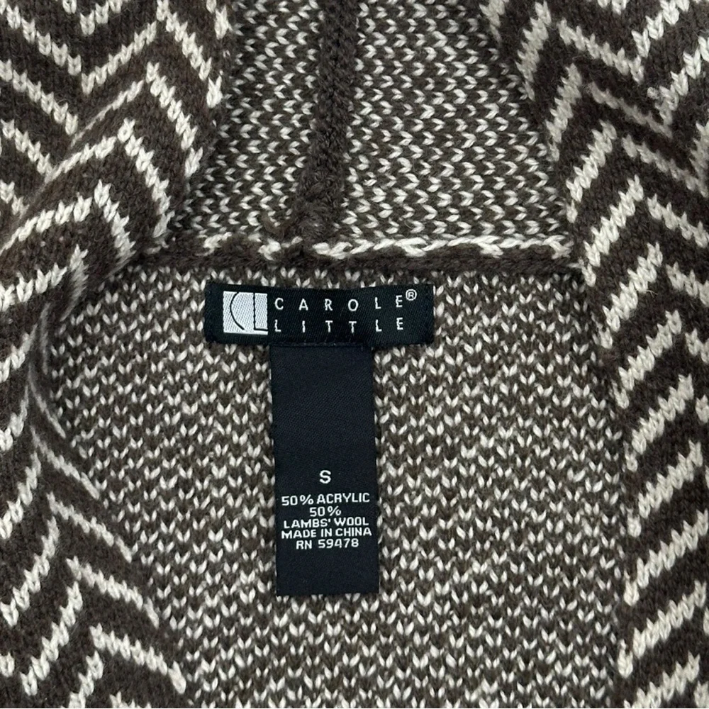 Carol Little Brown Knit Open Front Cardigan with Fringe - Womens Size Small - Picture 2 of 4